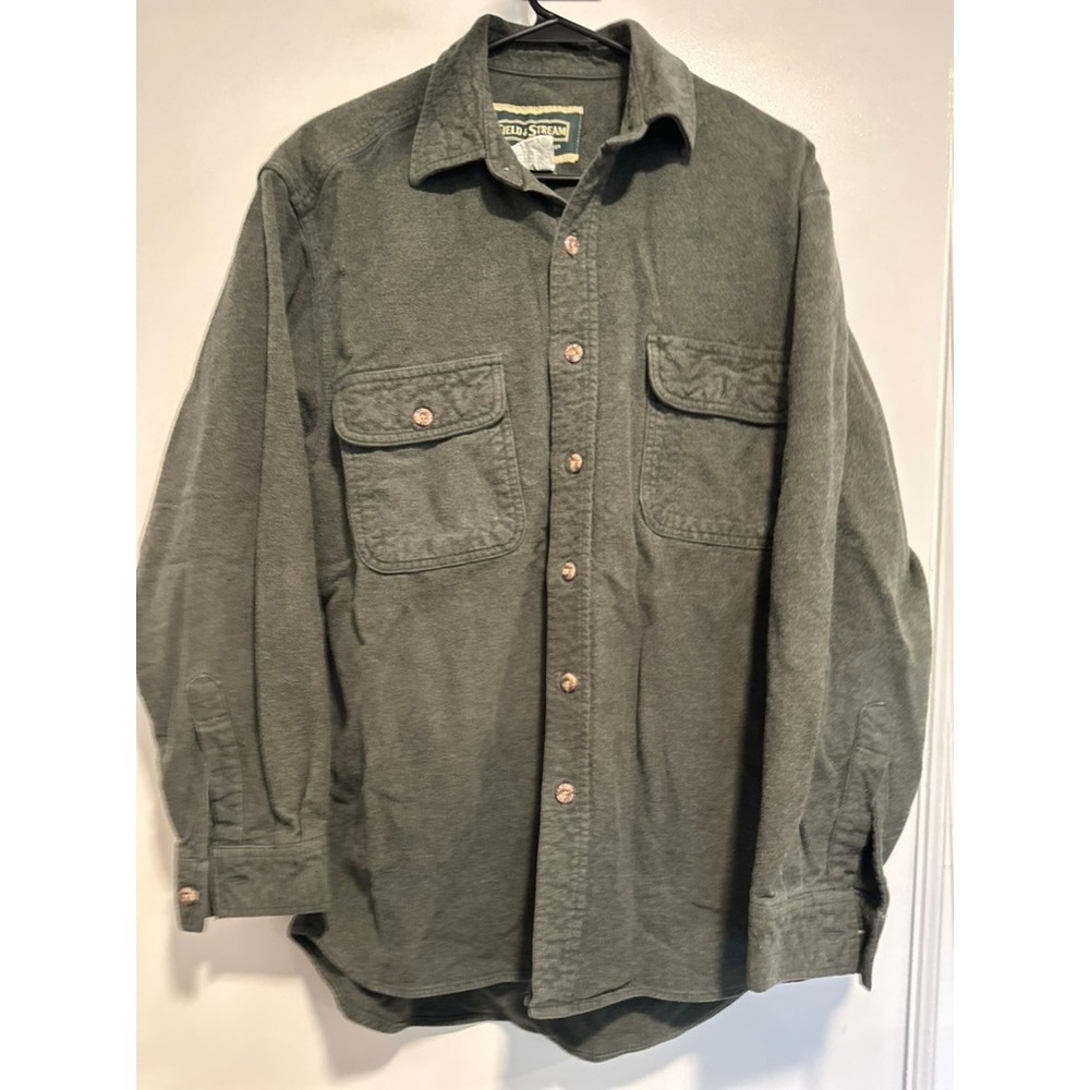 Field & Stream Gorpcore Flannel Shirt Sz:M Green Outdoor Chamois Cotton